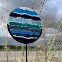 Beneath the Waves fused glass garden art by Vitreus Art - click to view