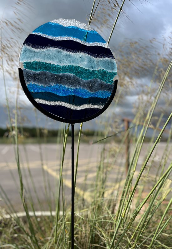 New - Beneath the Waves fused glass art for your garden
