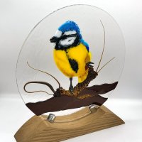 British Birds fused glass art - Blue Tit - click to view