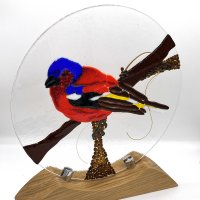Bullfinch Briish Birds Fused Glass Art - click to view