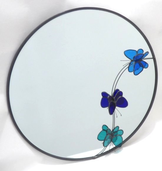 Original stained glass mirror art by Mike Caddy of Vitreus Art, on show at the gallery near Towcester and Milton Keynes in Northants