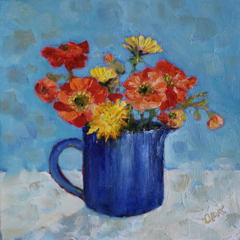 Clare Tebboth Artist at Vitreus Art - Little Blue Jug original oil painting
