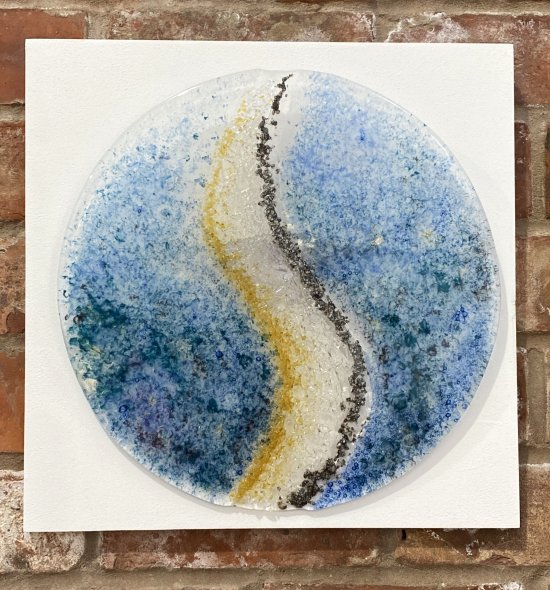 Original fused glass flowers by Vitreus Art, on show at the gallery near Towcester and Milton Keynes in Northants -Coastline Fused glass wall art