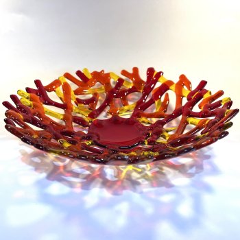 Student Jo's beautiful coral bowl made at Vitreus Art studio