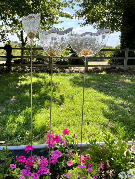 New - Cow Parsley fused glass art for your garden