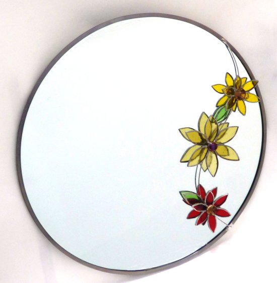 Original stained glass mirror art by Mike Caddy of Vitreus Art, on show at the gallery near Towcester and Milton Keynes in Northants