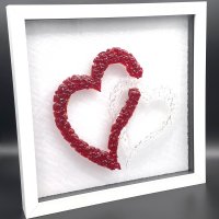 Romance - Framed fused glass art red heart design
