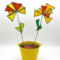 Coipper Foiled Funky Glass Flowers - CLick to View