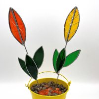 Coipper Foiled Funky Glass Flowers - CLick to View