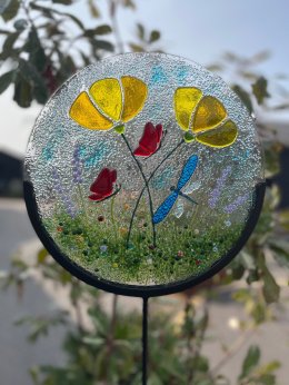 Fused Glass Lantern workshop at Vitreus Art made by student Wendy