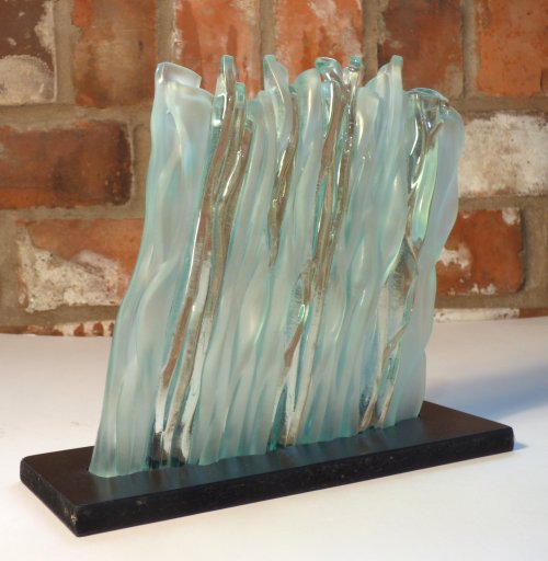 Ken Flegg new Waterfall fused glass sculpture at Vitreus Art