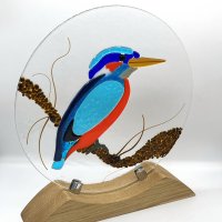 British Birds Fused Glass Art - Kingfisher - Click to View