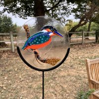 Kingfisher garden glass art by Vitreus Art - click to view