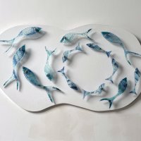 Lagoon - fused glass wall art on sale at Vitreus Art - click to view