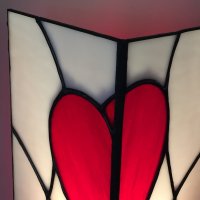 Red Heart Lovelight Stained Glass Lamp at Vitreus Art Gallery