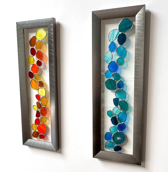 Wall hanging Pebble Stained Glass panels by Vitreus Art