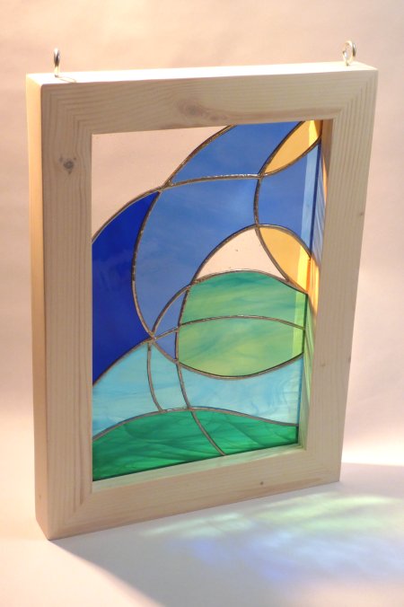 Fistral Beach freestanding stained glass art by Vitreus Art