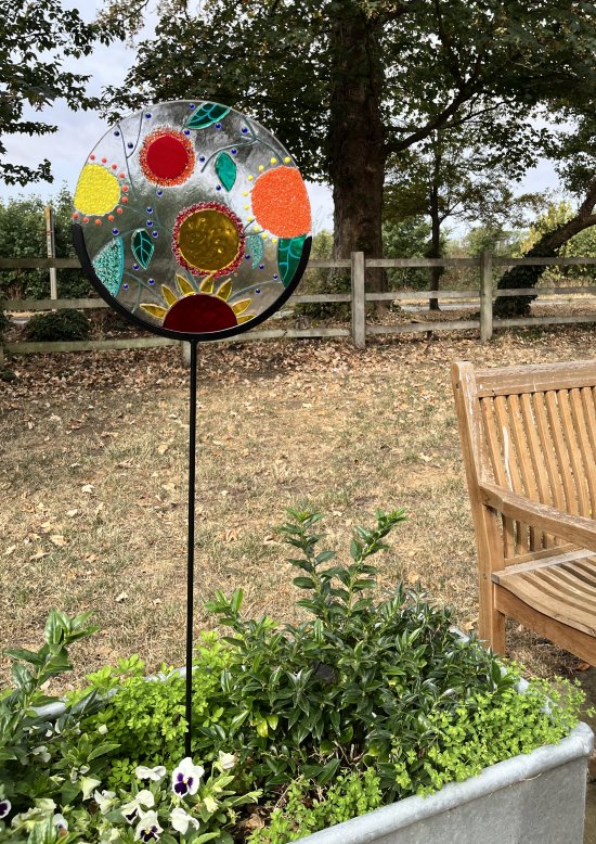 New - Pop Of Colour fused glass art for your garden